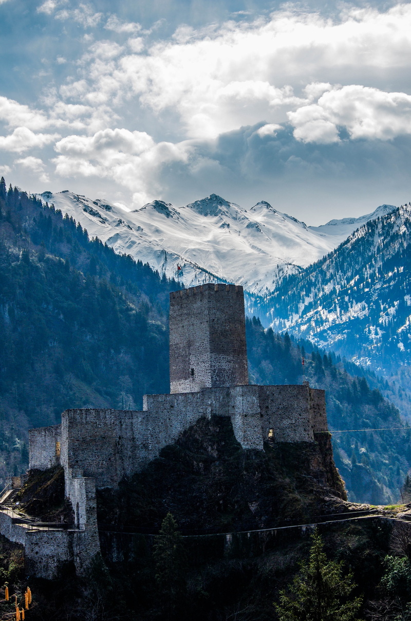 sky, green, snowcapped mountain, travel destinations, tourism, architecture, castle ruins, travel, the past, turkey, greens, famous Place, ancient, mountain range