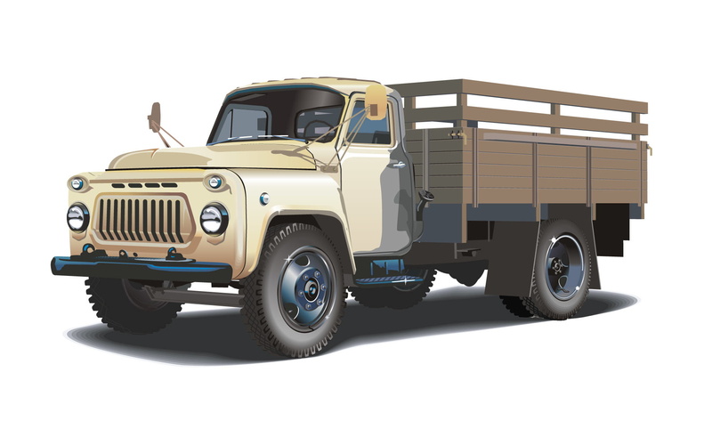 vector, truck, retro, retro styled, indoors, still life, cut out, cabin, sky, wheel, car, white background, transportation, motor vehicle, studio shot