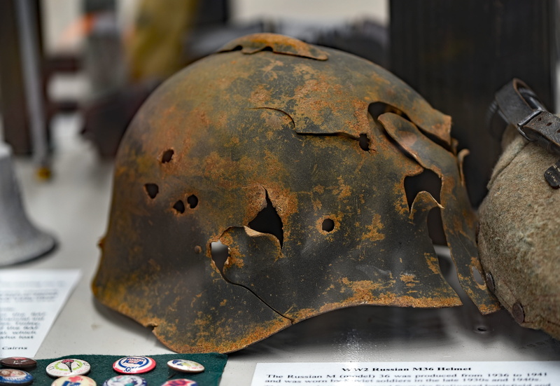 deterioration, metal, soldier, bullet holes, australia, smithfield, creativity, indoors, day, 5K, military, war, helmet, focus on foreground, close-up