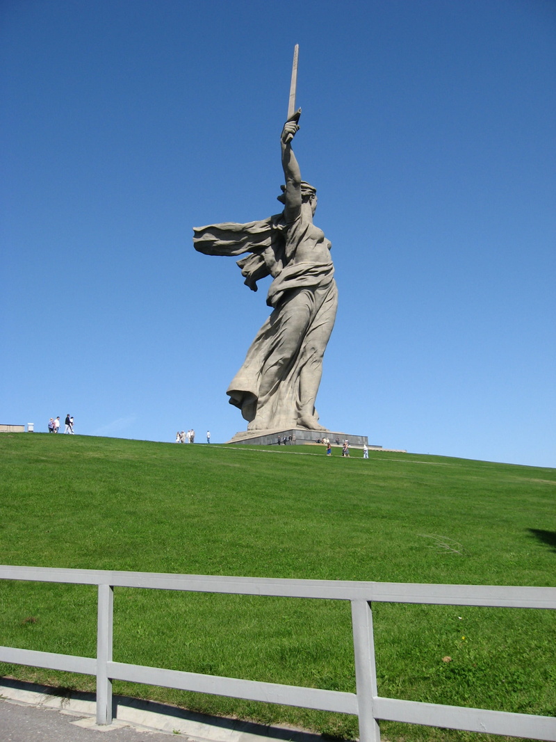 nature, low angle view, stalingrad metro station, outdoors, travel, mamayev, volgograd, no people, sky, Mother Motherland, day, male likeness, monument