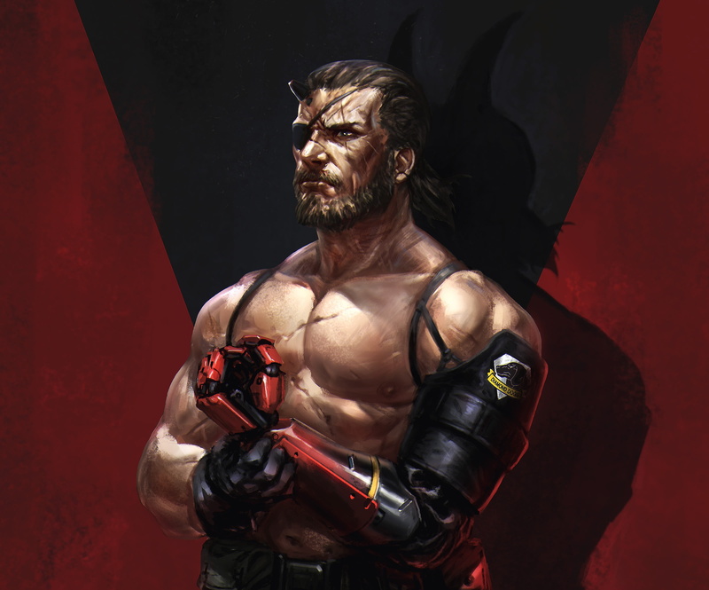 art, Metal Gear Solid, big boss, government, people, danger, sport, prosthesis, weapon, warrior, aggression, courage, Konami, sword, Jack, shirtless, Kojima Productions