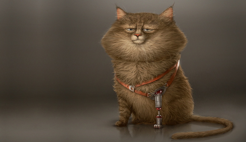 minimalism, Alexandre Blain, paw, Koshak, 2K, cat, mood, art, character, prosthesis