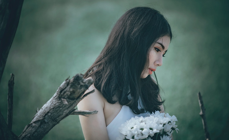 teenager, young women, plant, real people, petaled, looking, wear, person, beautiful woman, focus on foreground, lifestyles, adult, 4K, one person, headshot