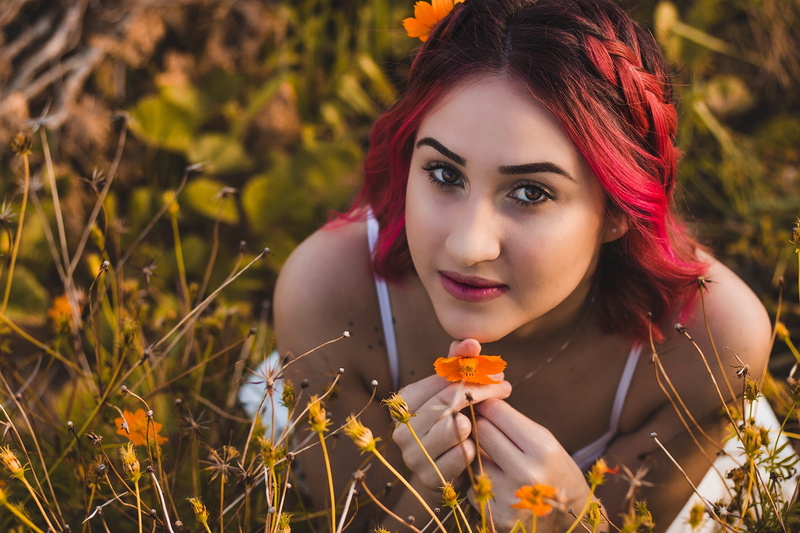 young, female, portrait, contemplation, rosa, landscape, short hair, looking at camera, linda, flowering plant, beauty, hair, romantic, flower, beautiful women