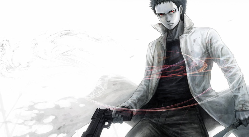 720P, Belt, Knife, Zombieman (One-Punch Man), Anime, Black Hair, Red Eyes, Coat, Weapon, One-Punch Man, Gun, Pistol