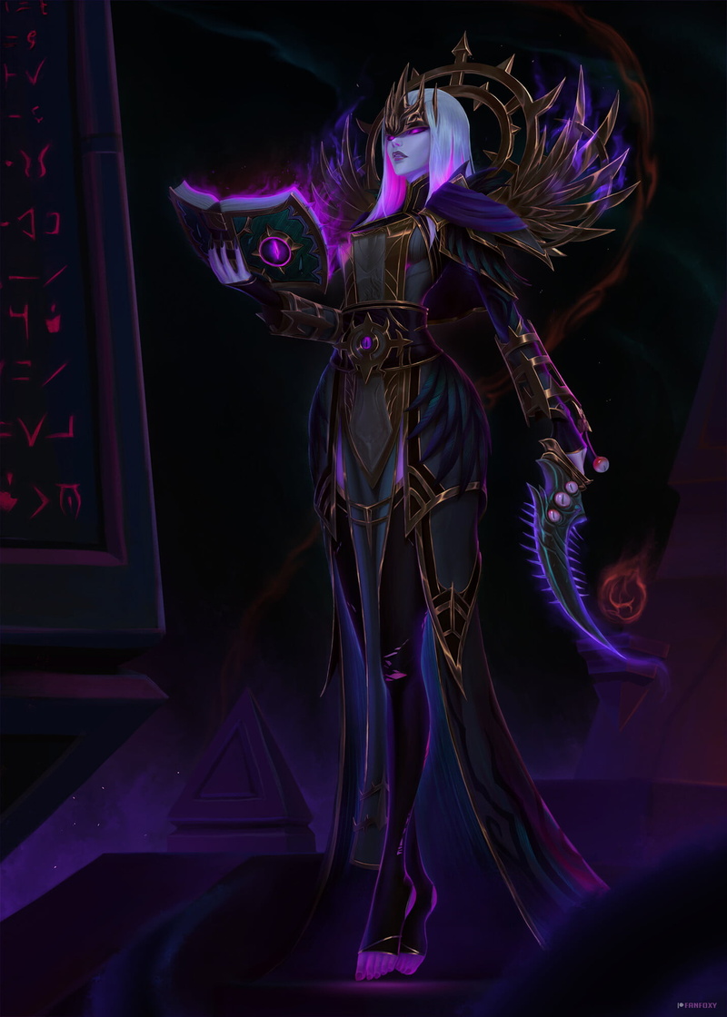 spell, priestess, weapon, Fanfoxy, shadow, 1080P, dagger, purple, priest, drawing, dress, Warcraft, dark, books
