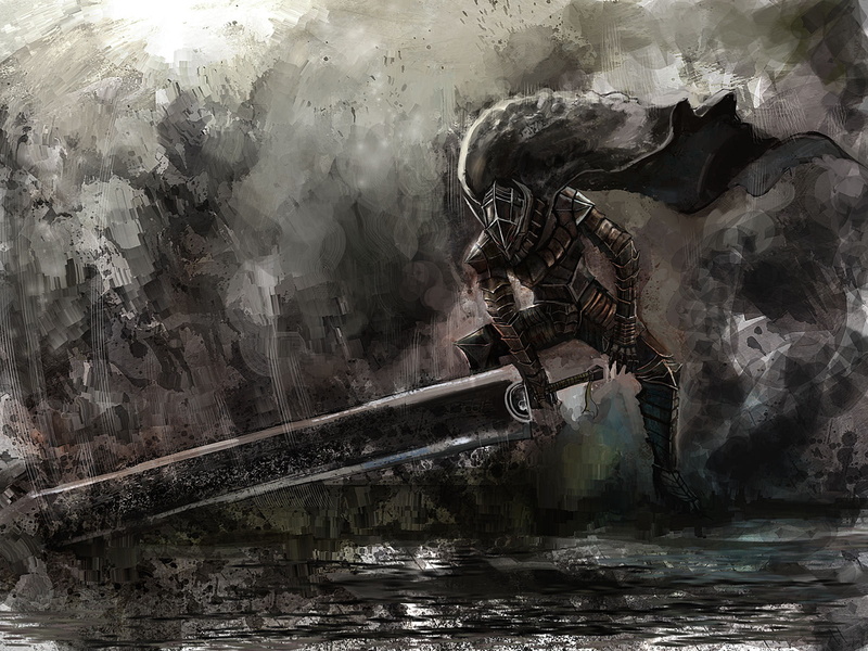 weapon, dark, armor, 720P, berserk, guts, sword, cape, bccp