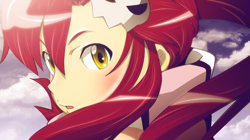 anime girls, redhead, yellow eyes, long hair, Littner Yoko, hair ornament, anime, 720P, Tengen Toppa Gurren Lagann