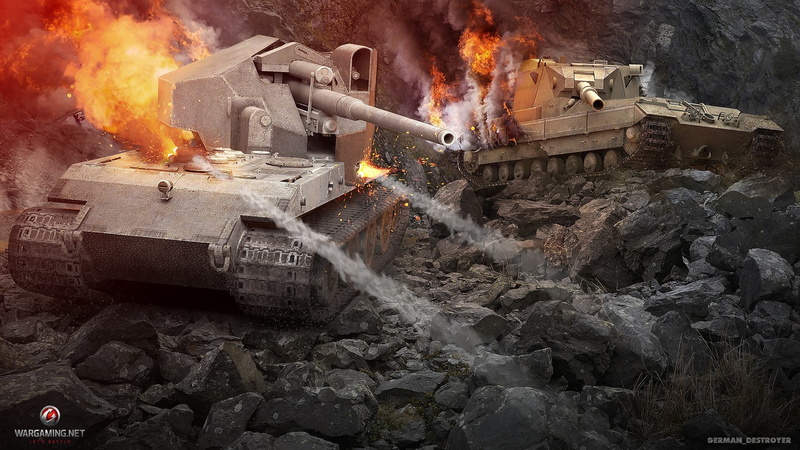 motion, Waffenträger auf E 100, Wargaming.Net, nature, aggression, FV215b (183), fire, war, spraying, damaged, communication, destruction, United Kingdom