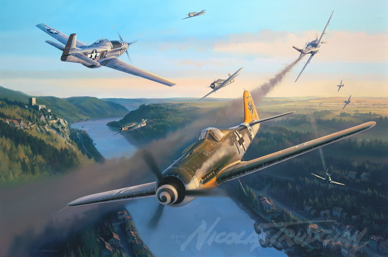 no people, war, cloud - sky, gray, motion, day, fw 190, flying, Nicolas Trudgian, aviation, fighter plane, art, 1080P, painting, military, military airplane