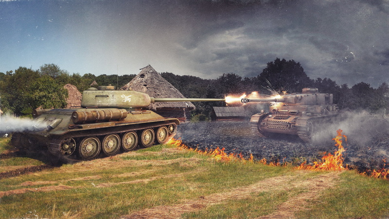 cannon, tank, fire, sky, tree, weapon, russia, old, armored Vehicle, military Land Vehicle, battlefield, grass, machinery, power, history, architecture