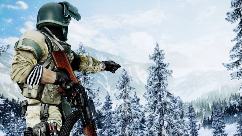 forest, rifle, AK 47, uniform, AK47, gun, weapon, blizzard, Battlefield IV, soldier, game, 5K, snow, Battlefield, Battlefield 4, seifuku