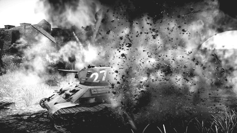 environmental issues, 1080P, War Thunder, steam train, war, T-34, motion, men, armored tank, smoke - physical structure, field, water, tank, built structure