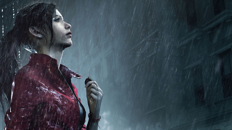 Resident Evil, Video Game Heroes, 8K, dark hair, rain, video games, Resident Evil 2 Remake