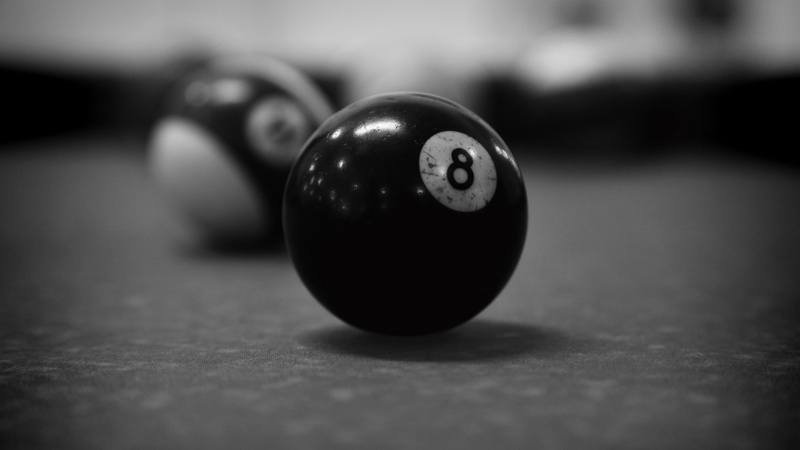 2K, billiard balls, monochrome, 8-ball, billiards