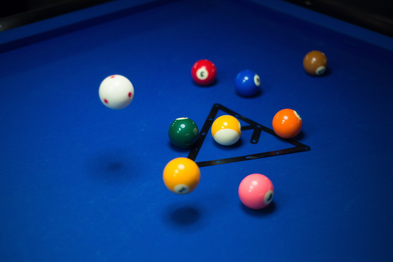 sphere, color, sports balls, balls, no people, leisure, pool, pool - cue sport, pool cue, aiming, blue, table, relaxation, sport, stick, pool table, colored