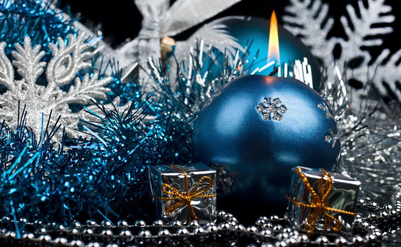 bauble, gifts, christmas decorations, 2K, tinsel, new, decorations, candles, year, christmas, new year, blue