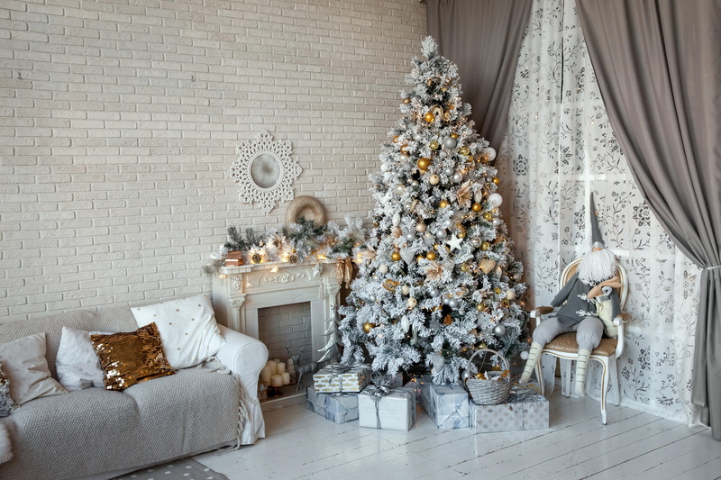 white, living Room, red, gift, season, armchair, curtains, domestic Room, gifts, elegance, ornate, decor, christmas decoration, Christmas, dwarf, apartment