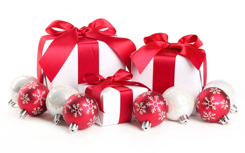 year, red, white, boxes, present, tape, new year, 1080P, new, baubles, gifts, christmas