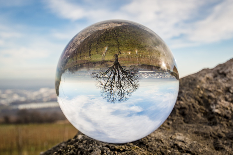 colorful, day, marble, about, mirrored, photo, plant, cloud - sky, glass ball, mirroring, 2K, drop, land, close-up, ball, sphere, nature, crystal ball