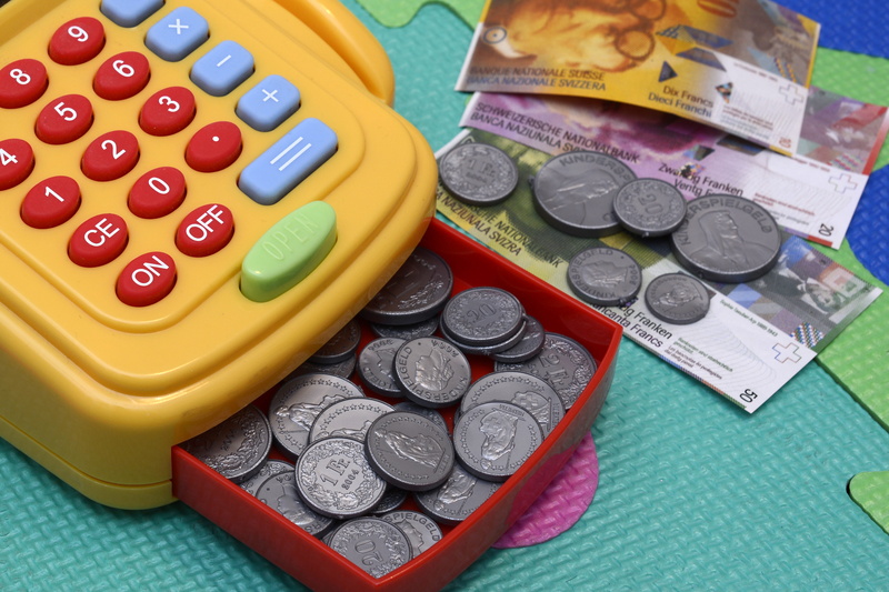 business, 5K, finance and economy, still life, orange, colorful, toy, high angle view, play, large group of objects, table, close-up, toy cash register
