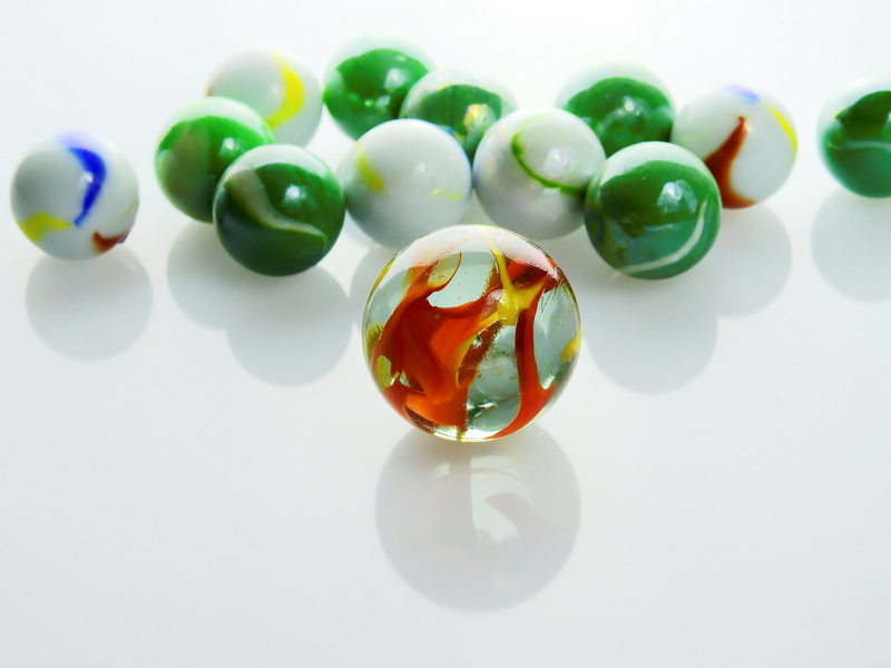 Toys, arrangement, group, Marbles, white background, high angle view, glass marbles, group of objects, design, shape, still life, studio shot, ball, no people