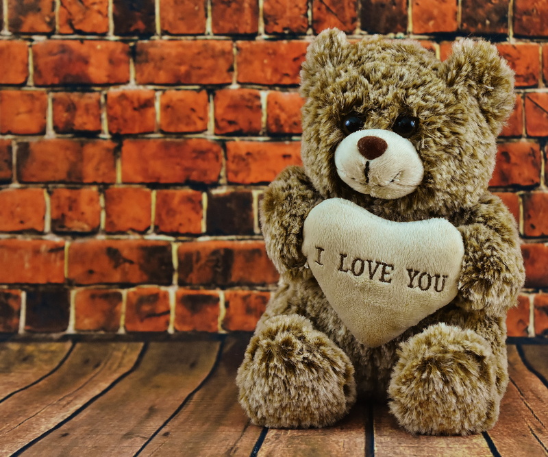 bear, toy, flooring, cute, brown, animal themes, heart, forever, toys, romantic, 4K, greeting card, plush, affection, red, friendship, friends, wall, no people