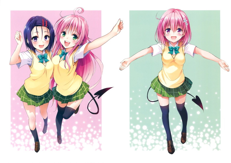 To Love-Ru, Long Hair, Pink Eyes, Hairpin, Tail, 1080P, Girl, Haruna Sairenji, Purple Hair, Pink Hair, Anime, Lala Satalin Deviluke, To Love-Ru: Darkness