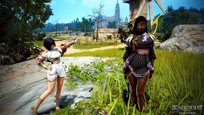 black dersert, video game girls, video game characters, stockings, fantasy girl, screen shot, curvy, thigh high socks, thighs, glasses, video game art