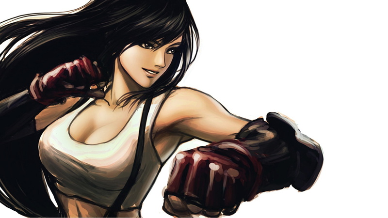 concept art, 1080P, drawing, Tifa Lockhart, video games, women, Final Fantasy VII, cleavage, white background