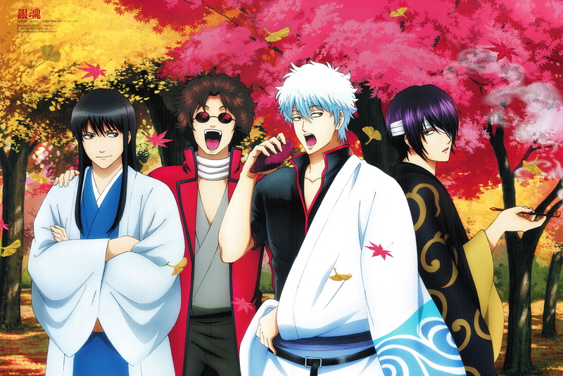 8K, lifestyles, disguise, gintama, costume, Anime, sakamoto tatsuma, takasugi shinsuke, standing, people, young men, mask, leisure activity, sakata gintoki