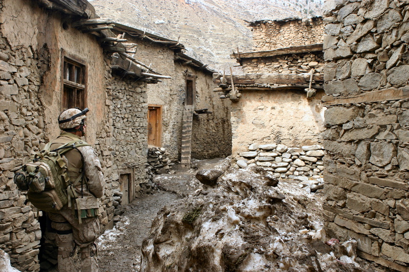 marines, front, no people, outdoors, standing, un, forces, taliban, stone houses, architecture, buildings, wall, building exterior, stone wall, operations command