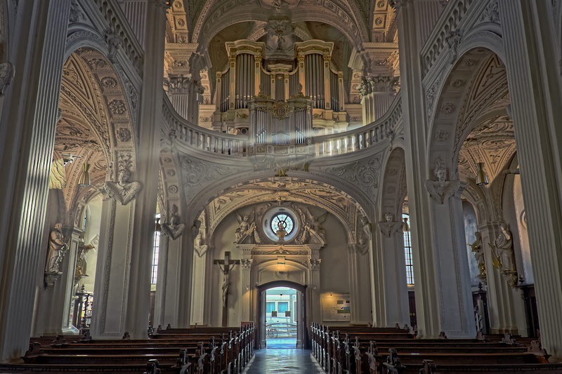 religion, christian, spirituality, organ, ceiling, arch, crucifix, ornaments, old, church organ, day, aisle, ornament, 4K, belief, decorated, inside, vault