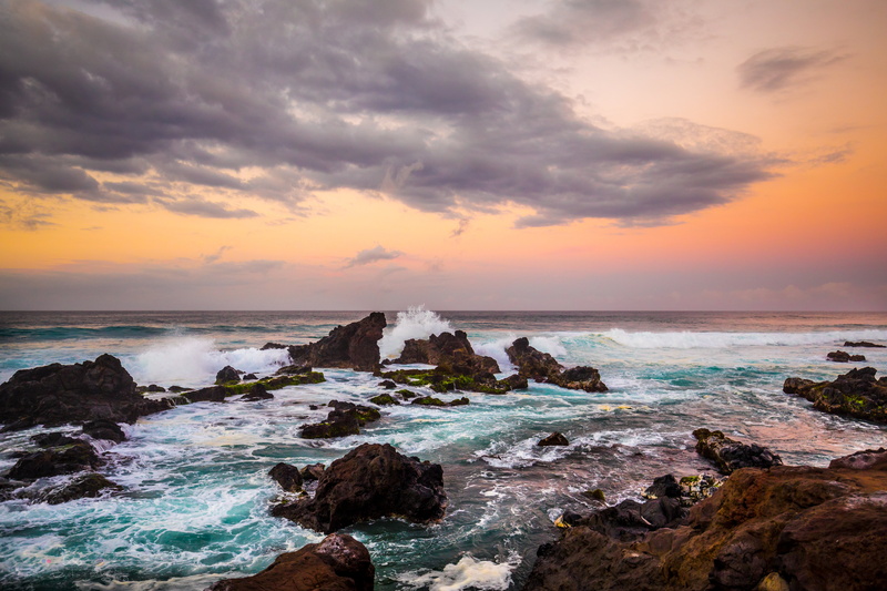 water, nature, Sunset, landscape photography, Beach, landscape, scenics, body of water, rock, Pacific Ocean, Travel, photography, 5K, sea, Hookipa, sky