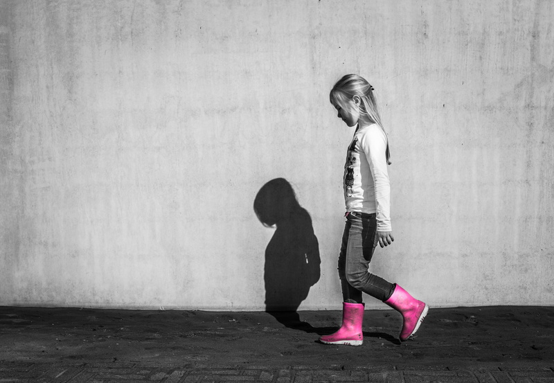 emotion, casual clothing, wall, standing, architecture, person, side view, pink, shadow, lifestyles, happiness, pants, girls, walking, toddler, playing