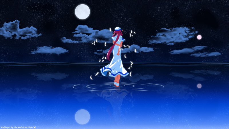 adult, anime girls, outdoors, astronomy, full moon, one person, full length, sport, clothing, young adult, 1080P, underwater, water, nature, moon, night