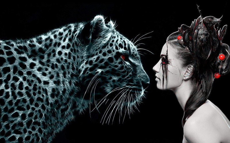 1080P, whiskers, witch, women, digital, leopards, gothic, feline, fir, fantasy, spots, art, animals, dark, muse, females, girl, mood, pattern, vampire