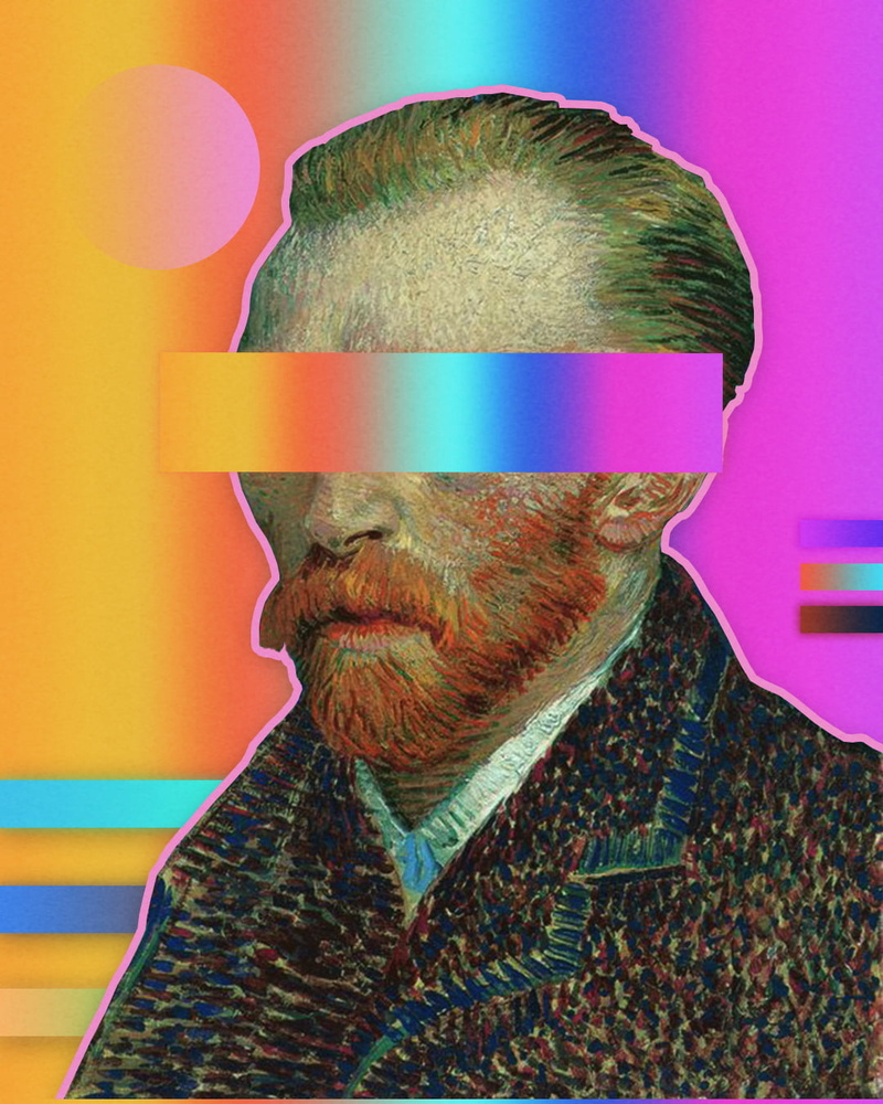painters, simple, portrait, 720P, collage, self portraits, futuristic, gradient, Vincent van Gogh