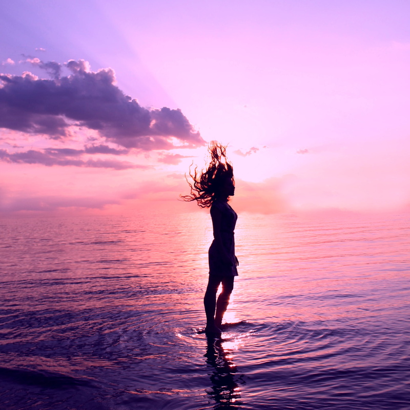 nature, silhouette, water, one Person, beach, back Lit, sky, self  portrait, dom, photo, self-portrait, females, body, sunset, body of water, sea, a body
