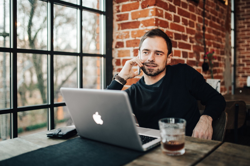Modern, working, wireless Technology, males, Cafe, macbook, sitting, designer, macbook pro, drink, glass, beard, refreshment, food and drink, using Laptop