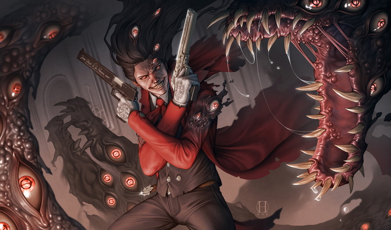 anime, Alucard, the bird of hermes, vampires, 1080P