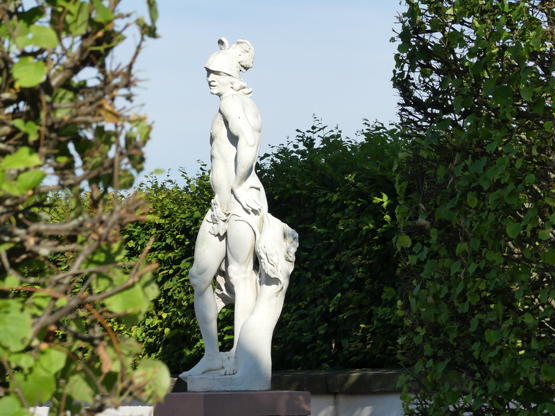 God, low angle view, outdoors, Greek, schlossgarten, representation, creativity, 4K, growth, Statue, human representation, Hermes, sky, no people, female likeness