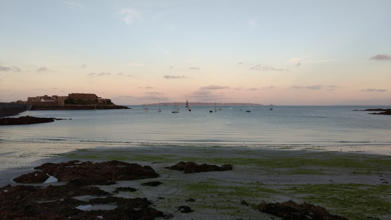 sea, water, guernsey, beauty in nature, idyllic, low tide, sunset, landscape, land, no people, view of herm, nautical vessel, nature, havelet bay, 4K