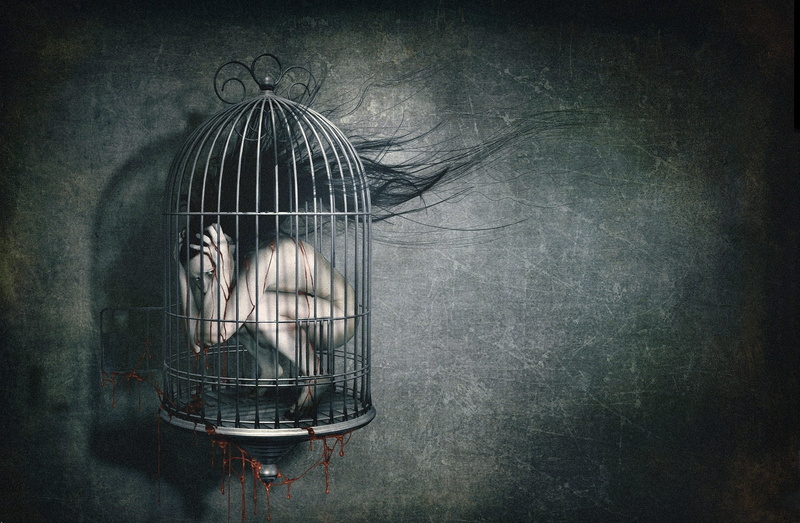 blood, sad, 1080P, cage, dark, sorrow, horror, macabre, creepy