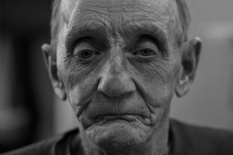 eyebrow, front view, blackandwhite, female, contemplation, one person, wisdom, person, senior adult, face, human body part, headshot, dalton, indoors, close-up