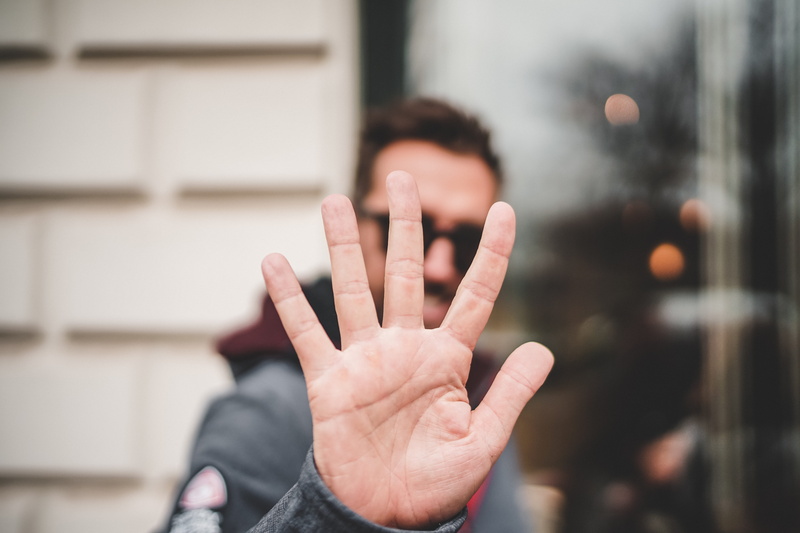 gesturing, adult, man, finger, stop gesture, human body part, 5K, right, showing, front view, obscured face, body part, headshot, hand, raising, palm