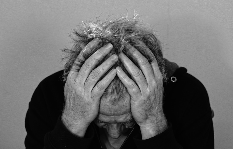 grayscale, headaches, psychotherapy, exhausted, emotion, mentally, front view, obscured face, headshot, man, hand, psyche, therapy, pain, human, problems