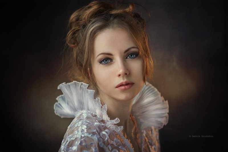 Dennis Drozhzhin, model, black background, females, white dress, beauty, blonde, adult, women, fashion, blue eyes, beautiful woman, hair, beautiful people