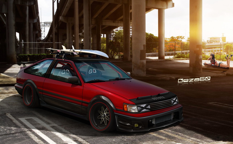 1080P, girl, Toyota Corolla AE86, Parking, bridge