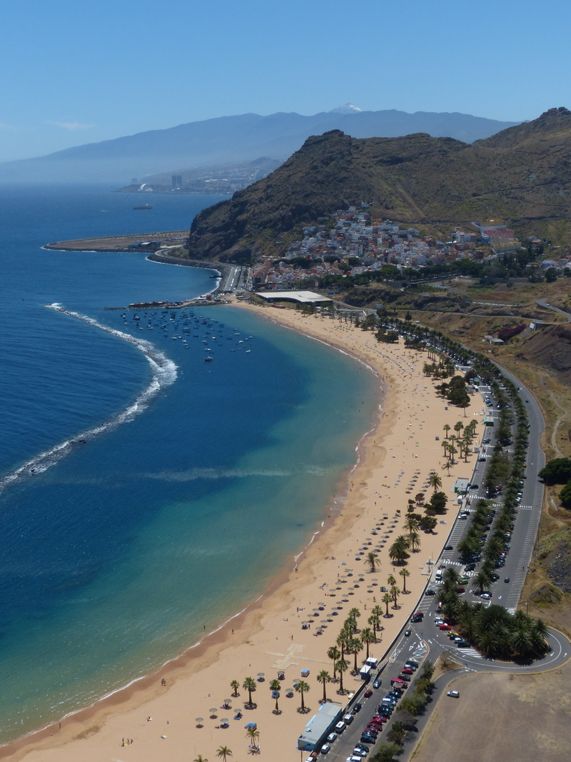 coast, santa cruz, high angle view, nature, san andres, day, playa las teresitas, water, los moros, bay, incidental people, sea, land, fishing village